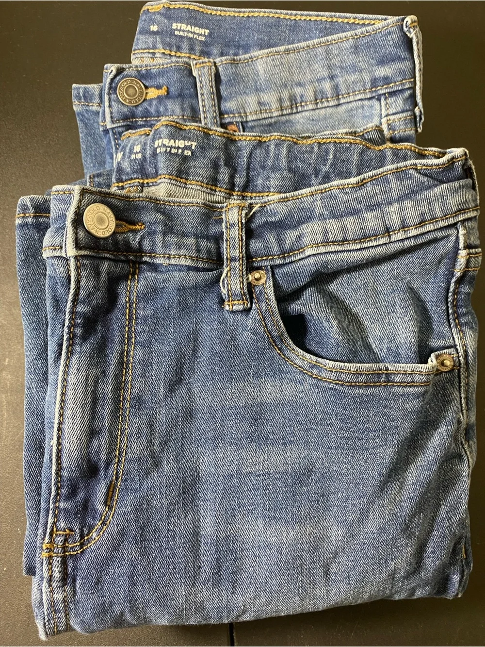 Old Navy Boys Lot of 2 Built-In Flex Straight Fit Blue Jeans 16